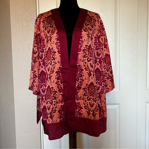 NWOT Susan Graver Florals of Burgundy,Pink and Spiced Orange Kimono Size‎ 2XP